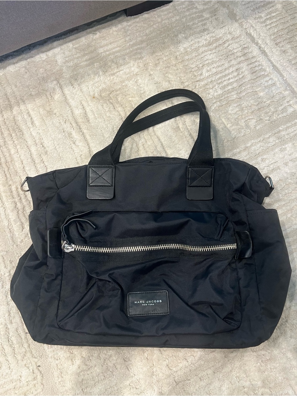 Marc Jacobs Black Nylon Duffel with Front Zip Pocket and Top Handles